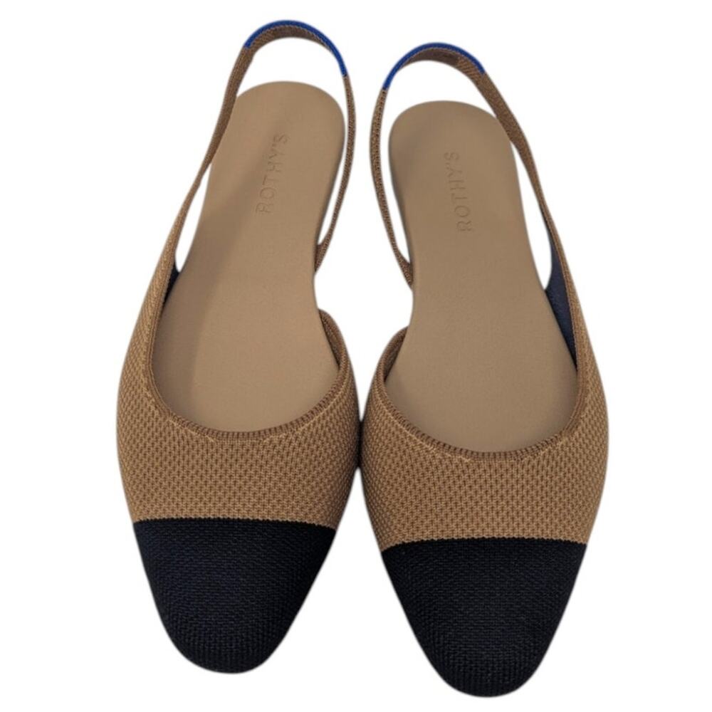 Rothy’s Almond Slingback Tan Black Cap Toe Flats 10.5 - Picture 4 of 5